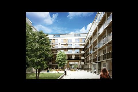 Courtyards within each block give access to the  relandscaped pitch